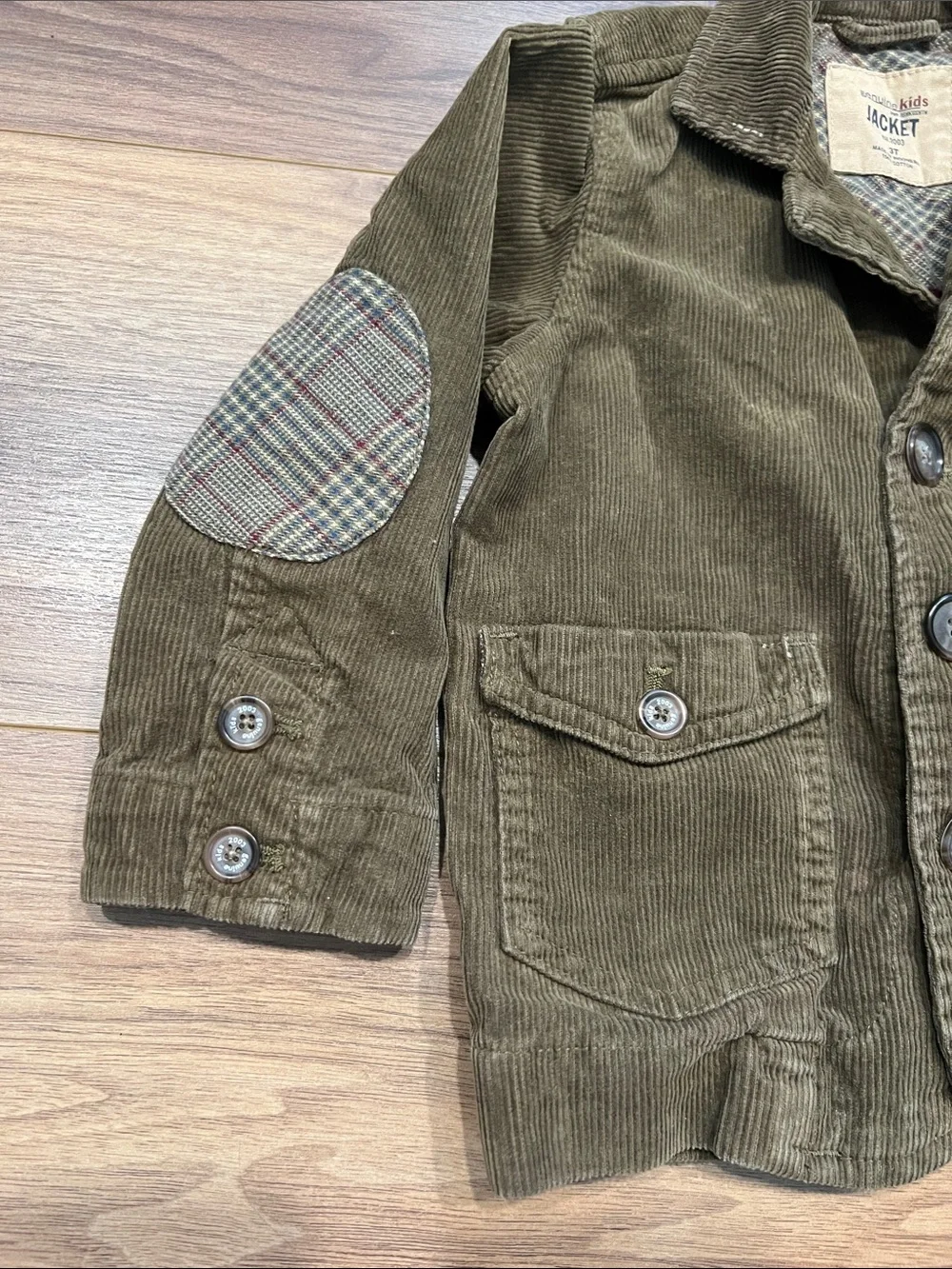Genuine Kids from Oshkosh Blazer Plaid Patch Pockets in Brown Size 3T